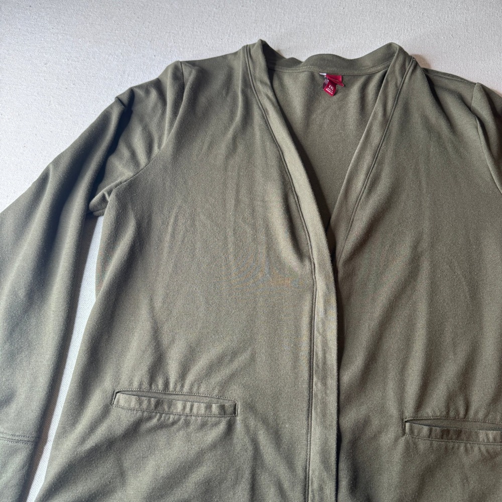Merona Womens XXL Olive Green Zip Front V-neck Cardigan Long Sleeve Knit Pockets